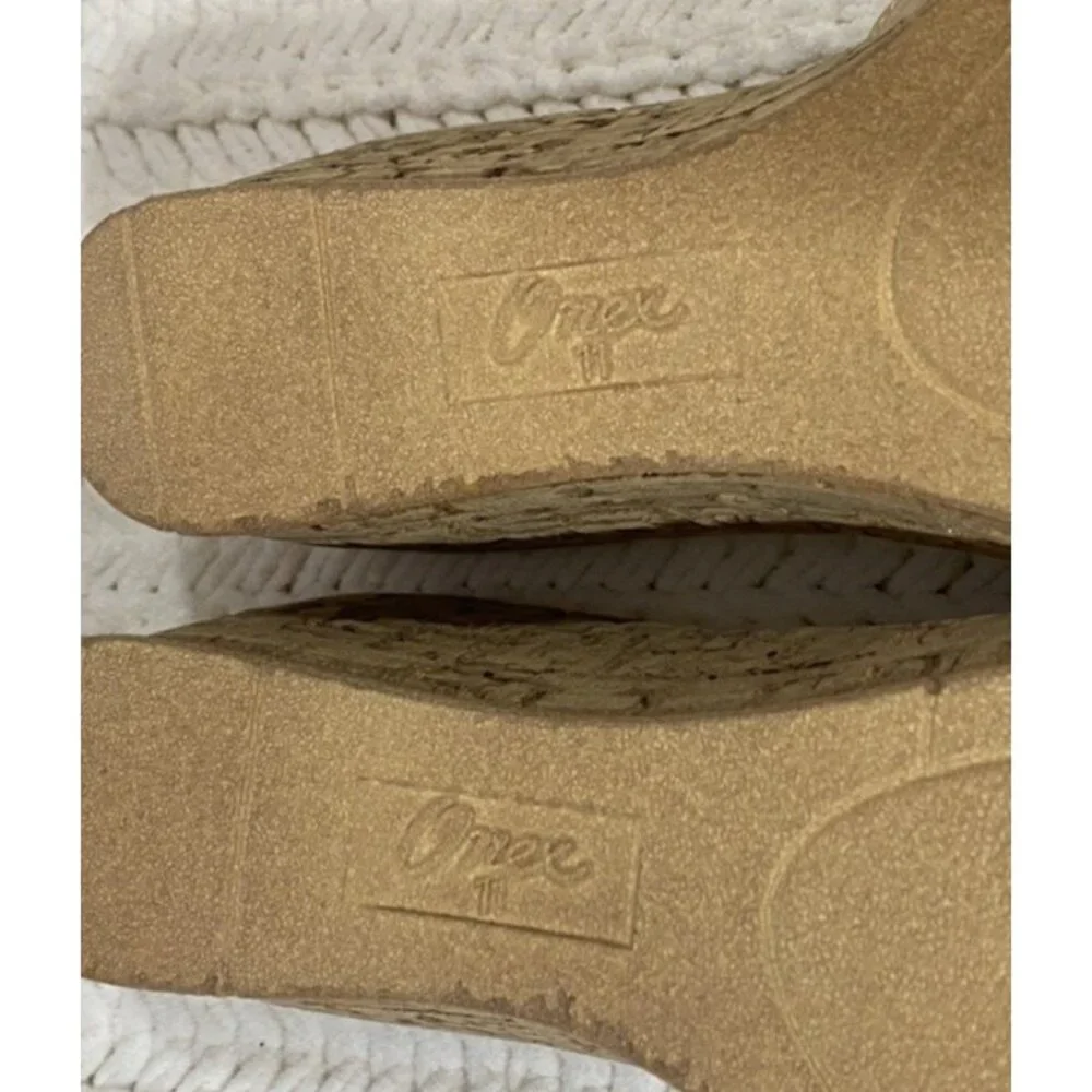 Onex Blanche Linen Stones Cork Wedge Sandals Shoes Made in Italy Womens 11 - Picture 10 of 13